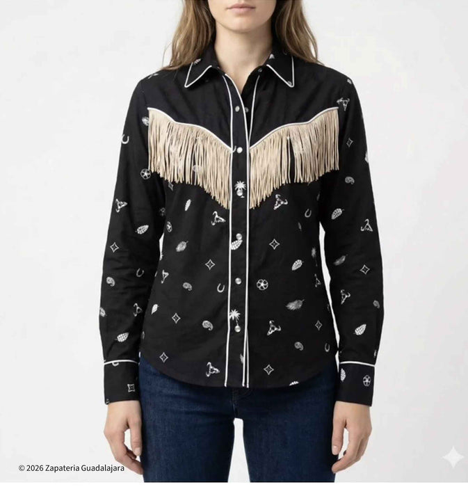 Women's Western Printed Long Sleeve Shirt-279WF/25