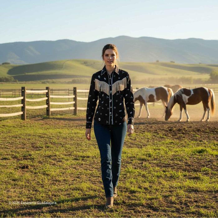 Women's Western Printed Long Sleeve Shirt-279WF/25