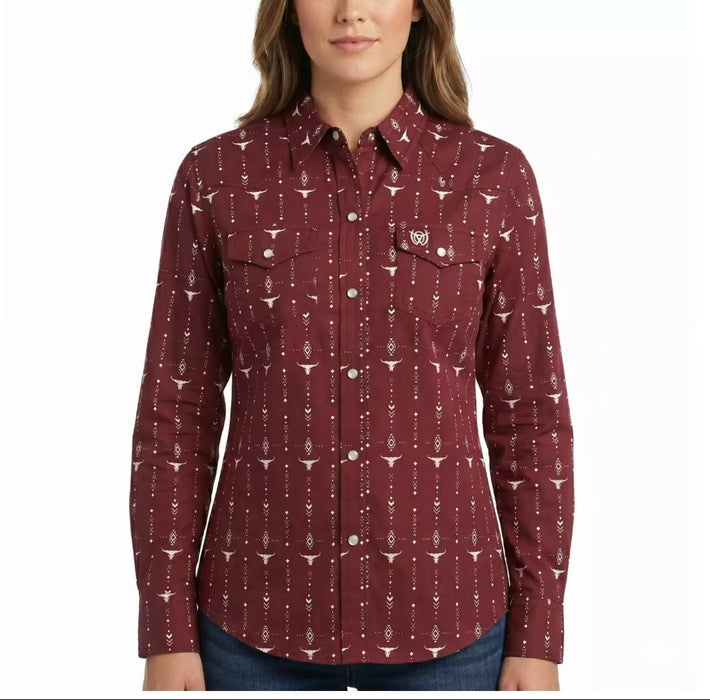 Women's Western Printed Long Sleeve Shirt-304WF25