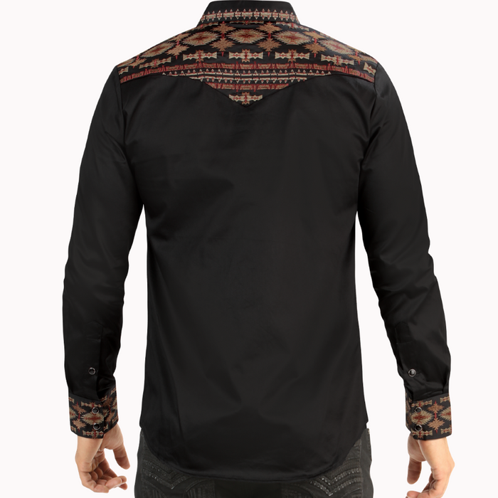 Black Long Sleeve Western Fashion Shirt-LV2212