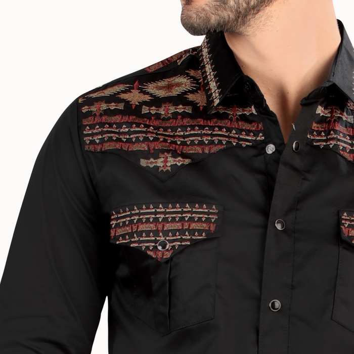 Black Long Sleeve Western Fashion Shirt-LV2212