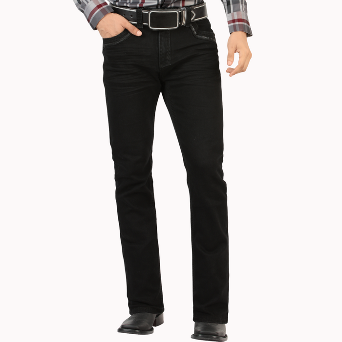 Black Western Stretch Premium Demin Jeans-LAM26503