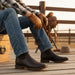 Zapateria Guadalajara men's dark brown leather square toe boots with rubber sole and pull tabs.
