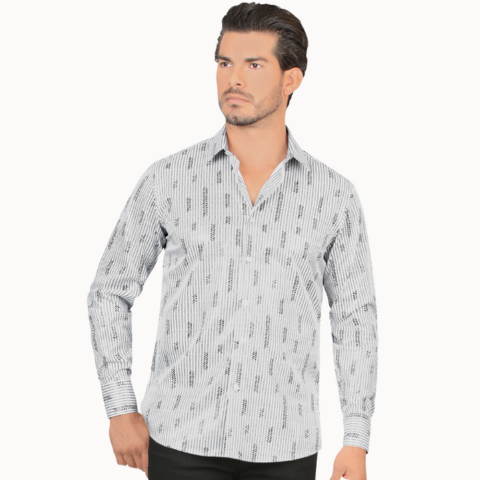 White Long Sleeve Western Fashion Shirt-MT0827