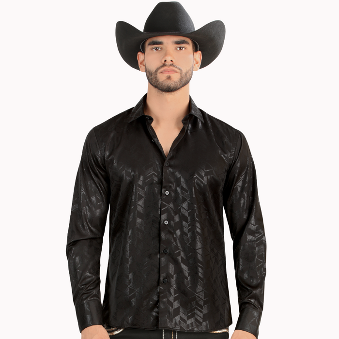 Black Long Sleeve Western Fashion Shirt-MT08204