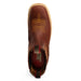 Brown leather shoe with brand logo on a white background