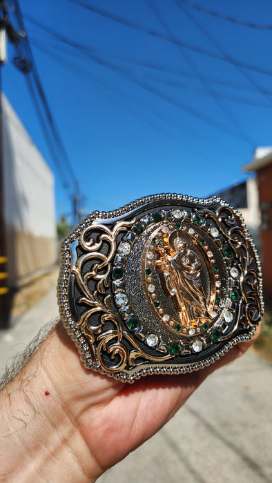 SAN JUDAS RHINESTONES BELT BUCKLE
