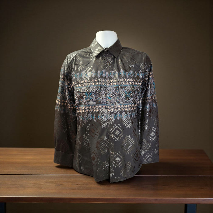 Black Long Sleeve Western Fashion Shirt-LAM3039