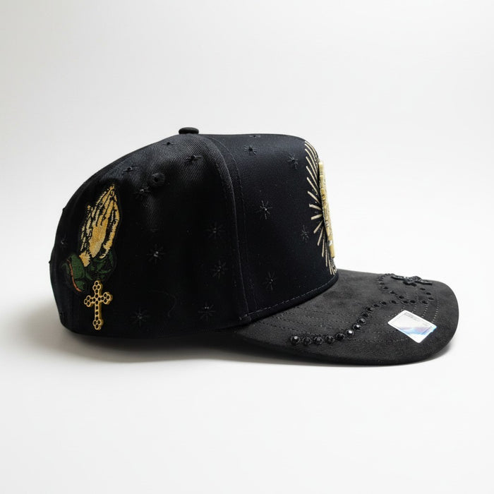 San Judas adjustable rhinestone black cap
