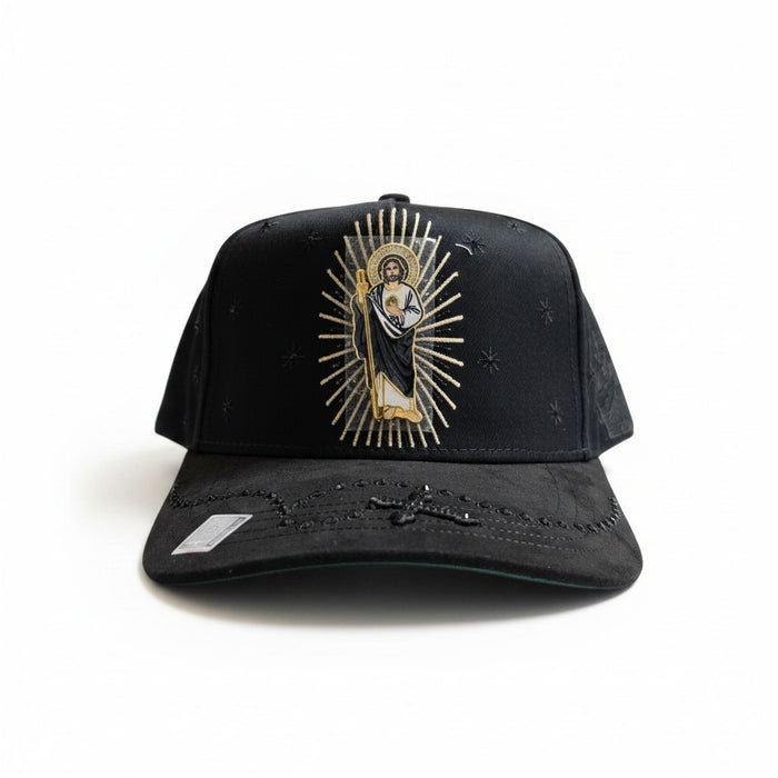 San Judas adjustable rhinestone black cap