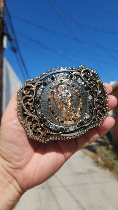 SAN JUDAS RHINESTONES BELT BUCKLE