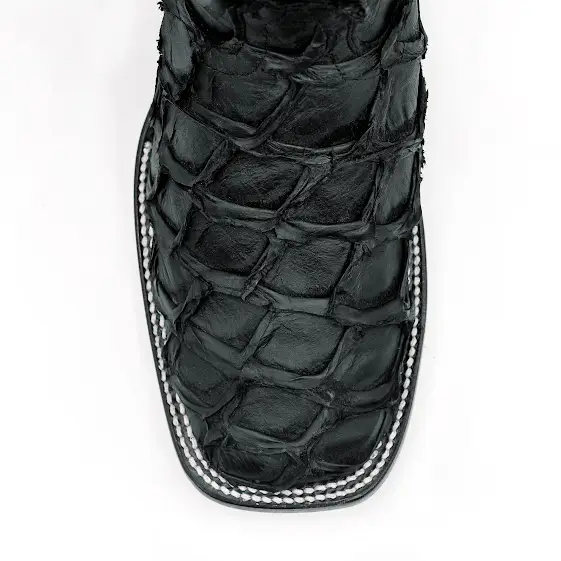 Pirarucu Wide Square Toe Matte Black Leather Boot-2824L1069