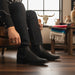 Zapateria Guadalajara black matte python print nobuck leather chelsea boots with wide square toe.