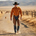 Zapateria Guadalajara solid cognac western long sleeve 100% cotton shirt with snap buttons and flap pockets.