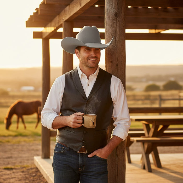 Zapateria Guadalajara grey 100% sheep wool western hat with a 4.5" crown and 4" brim.