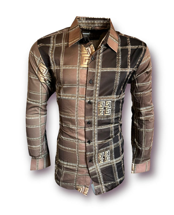 CT-206 Brown Fashion Printed shirts | Genuine Leather Vaquero Boots and Cowboy Hats | Zapateria Guadalajara | Authentic Mexican Western Wear