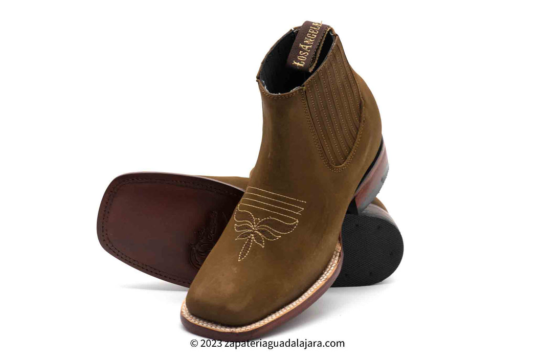 20BM6359 WIDE SQUARE TOE NOBUCK BROWN | Genuine Leather Vaquero Boots and Cowboy Hats | Zapateria Guadalajara | Authentic Mexican Western Wear