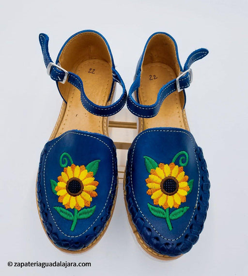 22670 SUNFLOWER HUARACHE BLUE | Genuine Leather Vaquero Boots and Cowboy Hats | Zapateria Guadalajara | Authentic Mexican Western Wear