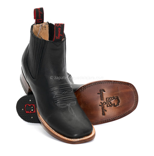 2663101 WIDE SQUARE TOE BLACK | Genuine Leather Vaquero Boots and Cowboy Hats | Zapateria Guadalajara | Authentic Mexican Western Wear