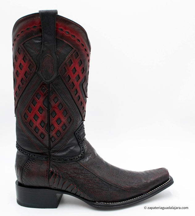 2760518 Ostrich Leg European Toe Faded Burgundy | Genuine Leather Vaquero Boots and Cowboy Hats | Zapateria Guadalajara | Authentic Mexican Western Wear