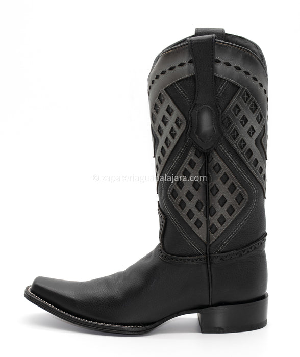 2762705 NARROW SQUARE TOE GRISLY BLACK | Genuine Leather Vaquero Boots and Cowboy Hats | Zapateria Guadalajara | Authentic Mexican Western Wear