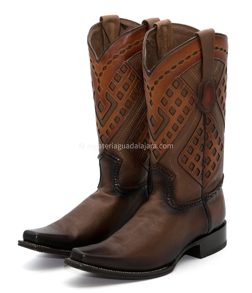 2762716 NARROW SQUARE TOE GRISLY FADED BROWN | Genuine Leather Vaquero Boots and Cowboy Hats | Zapateria Guadalajara | Authentic Mexican Western Wear