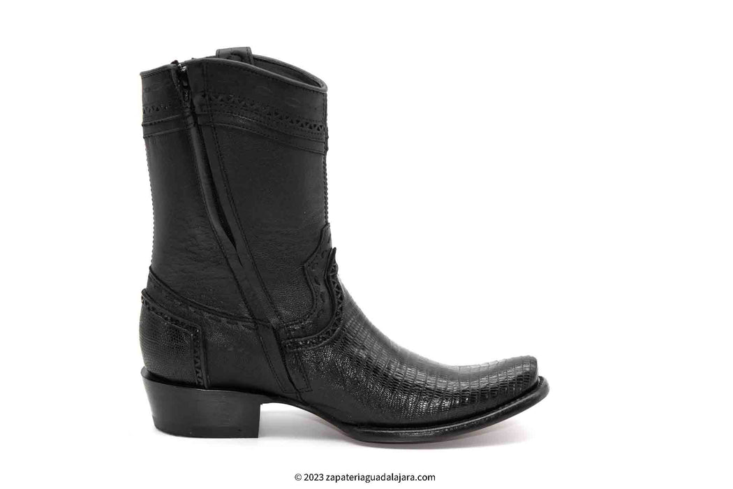 279B0705 DUBAI LIZARD TEJU BLACK | Genuine Leather Vaquero Boots and Cowboy Hats | Zapateria Guadalajara | Authentic Mexican Western Wear