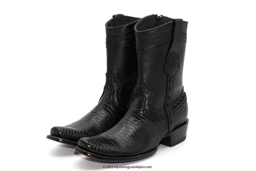 279B0705 DUBAI LIZARD TEJU BLACK | Genuine Leather Vaquero Boots and Cowboy Hats | Zapateria Guadalajara | Authentic Mexican Western Wear