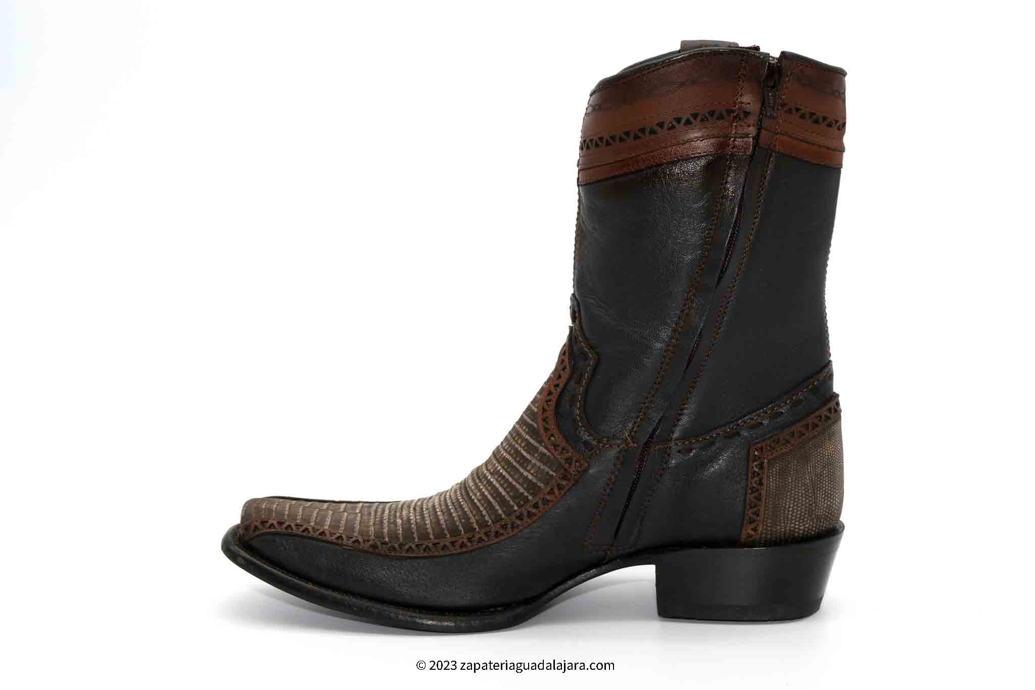 Men's King Exotic Teju Lizard Boots With Deer Dubai Toe Handcrafted  Sanded Brown (479BF0735)