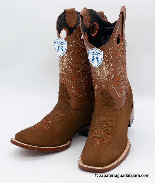 28246350 MEN WIDE SQUARE TOE NOBUCK CHEDRON | Genuine Leather Vaquero Boots and Cowboy Hats | Zapateria Guadalajara | Authentic Mexican Western Wear