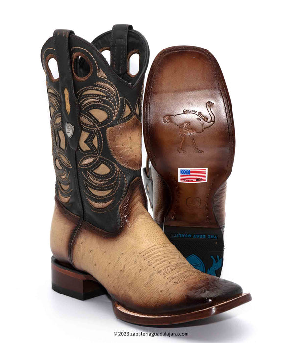 28249715 WIDE SQUARE TOE SMOOTH OSTRICH FADED ORIX | Genuine Leather Vaquero Boots and Cowboy Hats | Zapateria Guadalajara | Authentic Mexican Western Wear