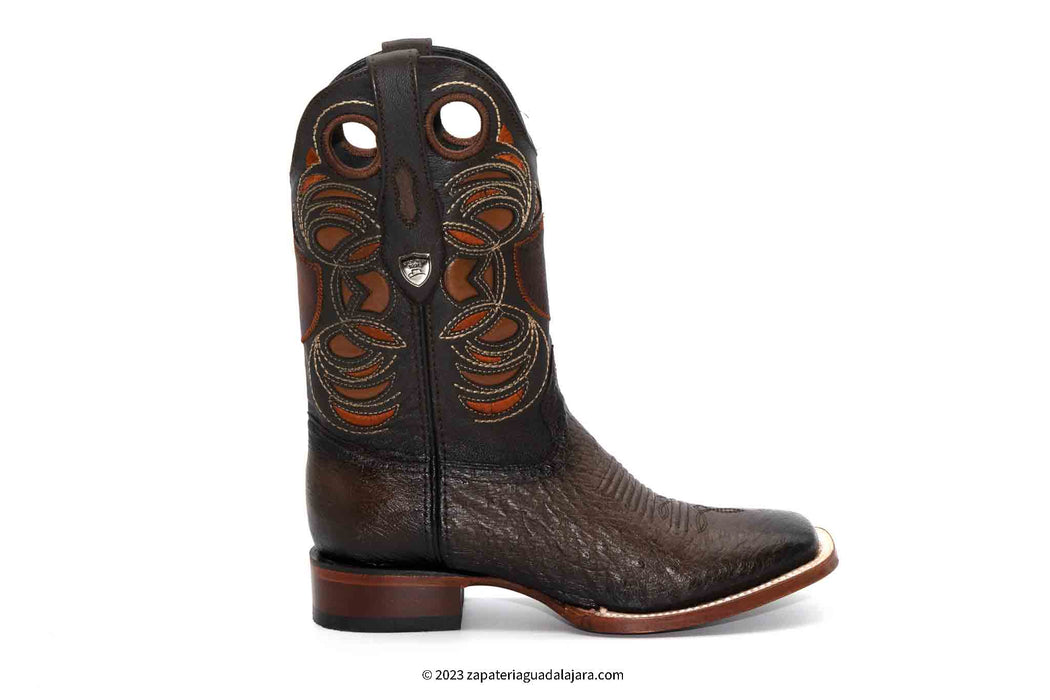 28249716 WIDE SQUARE TOE SMOOTH OSTRICH FADED BROWN | Genuine Leather Vaquero Boots and Cowboy Hats | Zapateria Guadalajara | Authentic Mexican Western Wear