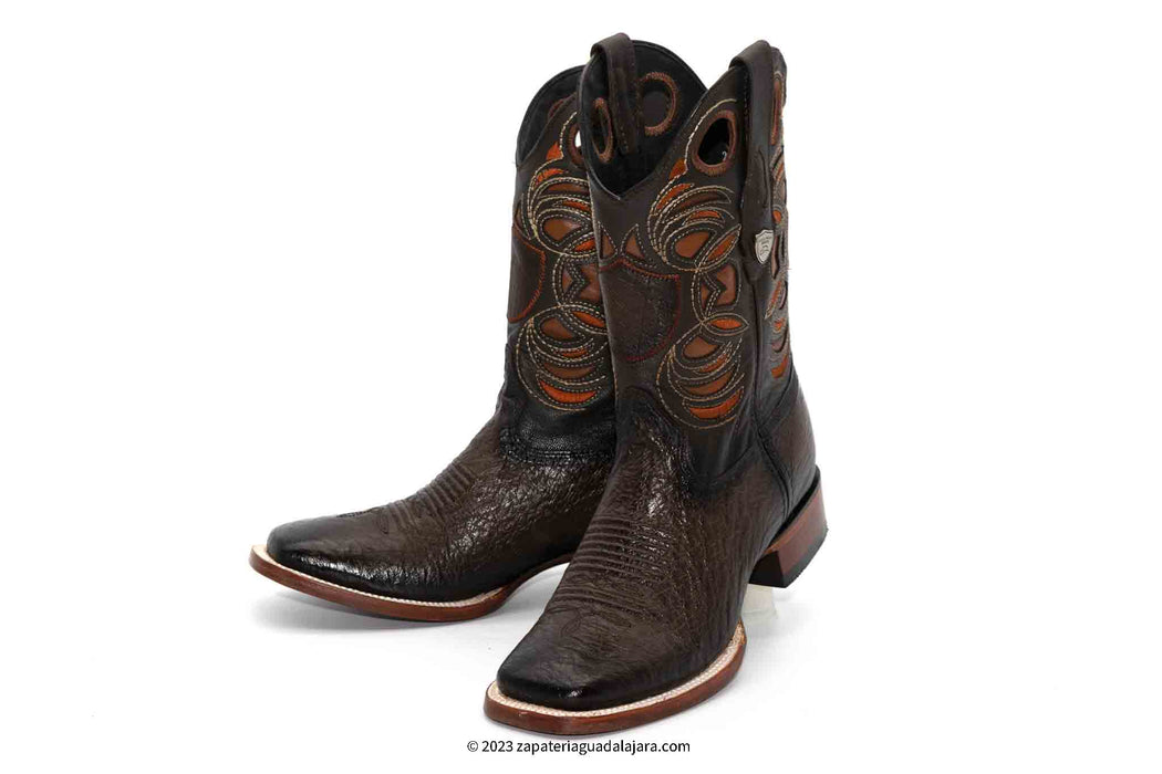 28249716 WIDE SQUARE TOE SMOOTH OSTRICH FADED BROWN | Genuine Leather Vaquero Boots and Cowboy Hats | Zapateria Guadalajara | Authentic Mexican Western Wear