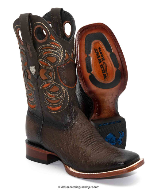 28249716 WIDE SQUARE TOE SMOOTH OSTRICH FADED BROWN | Genuine Leather Vaquero Boots and Cowboy Hats | Zapateria Guadalajara | Authentic Mexican Western Wear