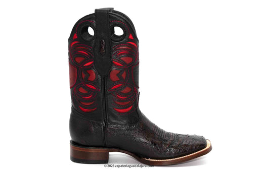 28249718 WIDE SQUARE TOE SMOOTH OSTRICH BLACK CHERRY | Genuine Leather Vaquero Boots and Cowboy Hats | Zapateria Guadalajara | Authentic Mexican Western Wear