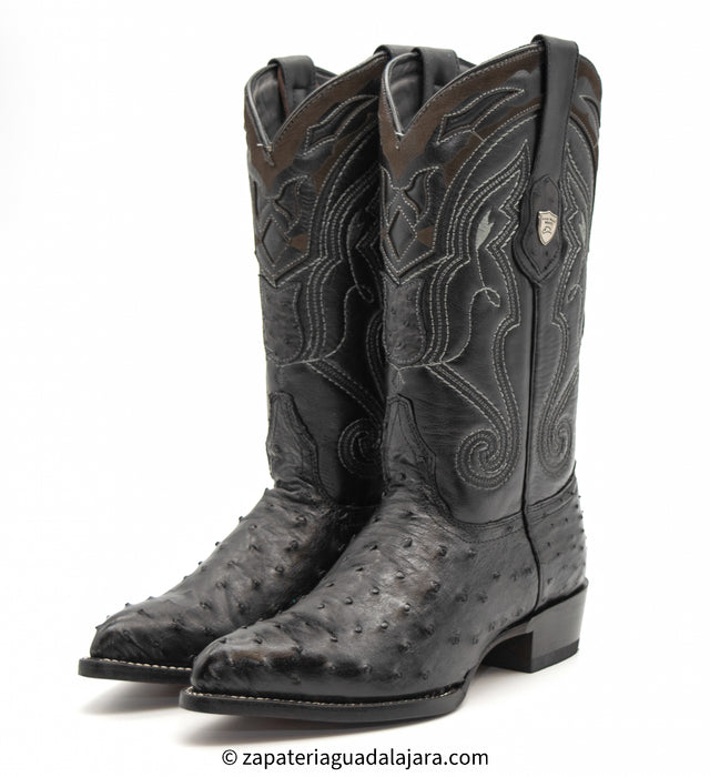 2990305 J-TOE FULL QUILL OSTRICH BLACK | Genuine Leather Vaquero Boots and Cowboy Hats | Zapateria Guadalajara | Authentic Mexican Western Wear