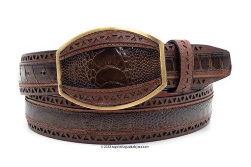 2C24U0516 LASER BELT OSTRICH LEG FADED BROWN | Genuine Leather Vaquero Boots and Cowboy Hats | Zapateria Guadalajara | Authentic Mexican Western Wear