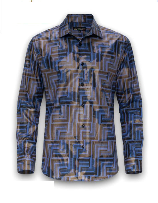 mexican cowboy dress shirts Men's Red Western Shirt with Geometric Print El General 44504