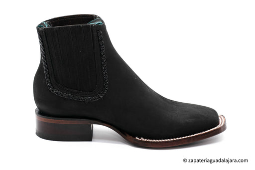 32BT6305 LADY LAURA WIDE SQUARE TOE NOBUCK BLACK | Genuine Leather Vaquero Boots and Cowboy Hats | Zapateria Guadalajara | Authentic Mexican Western Wear