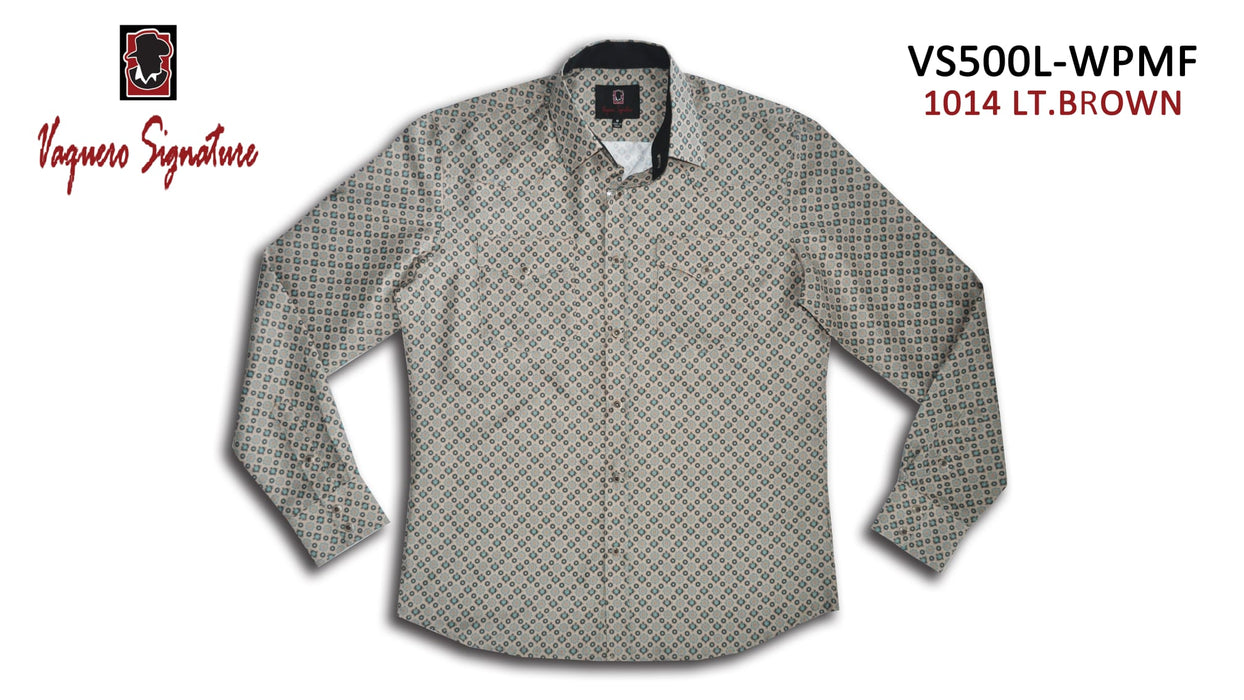 VS500L - WPMF 1014 LT/BROWN Vaquero Signature Fashion Printed shirts | Genuine Leather Vaquero Boots and Cowboy Hats | Zapateria Guadalajara | Authentic Mexican Western Wear