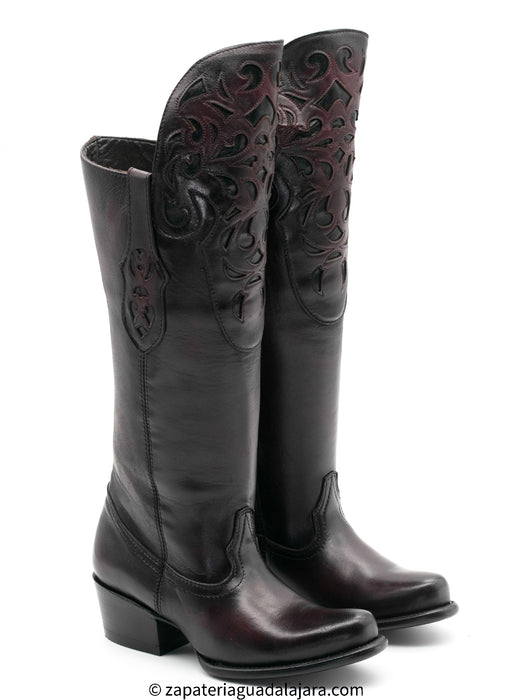 3858306 CALIFORNIA TALL BOOT BURGUNDY | Genuine Leather Vaquero Boots and Cowboy Hats | Zapateria Guadalajara | Authentic Mexican Western Wear