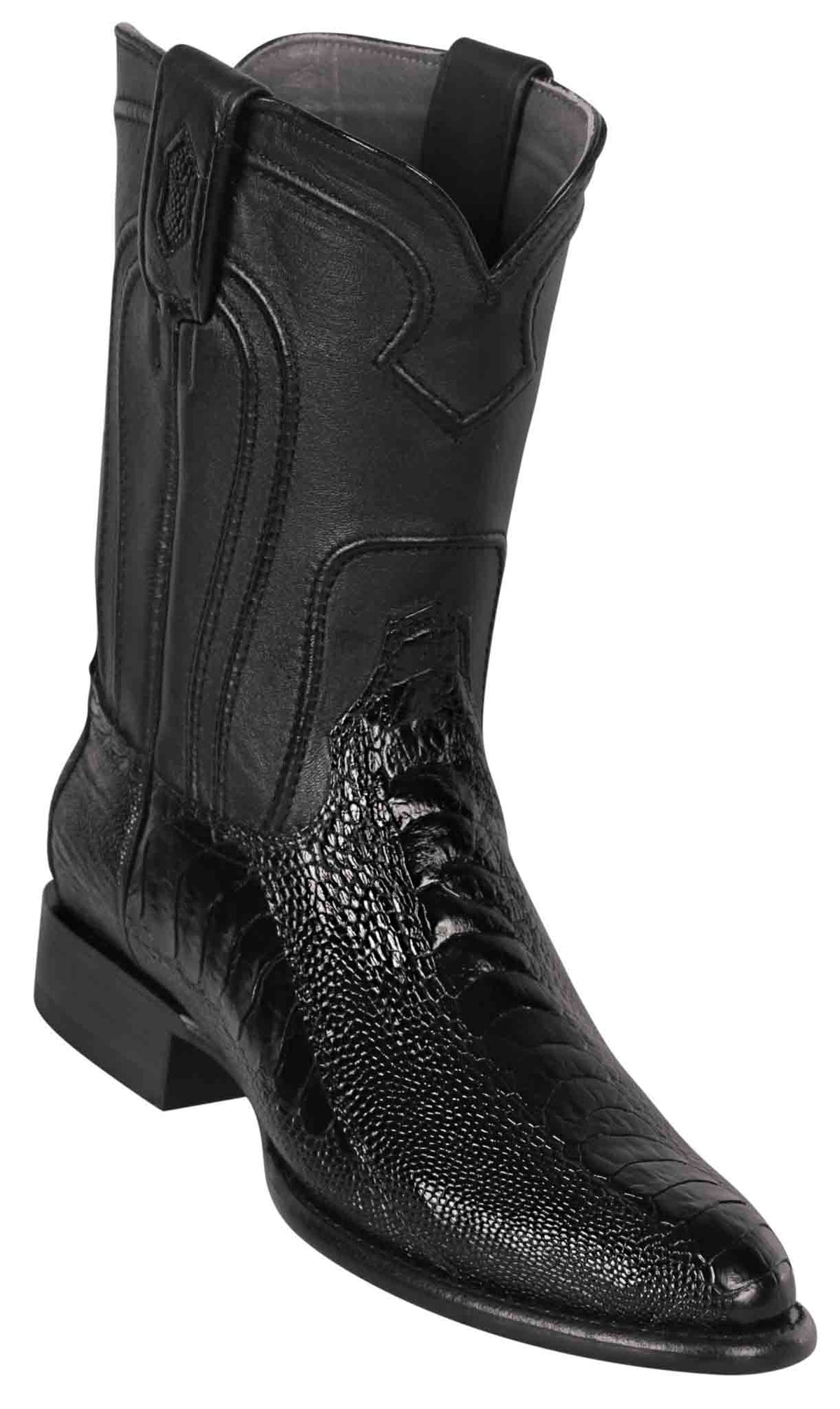690505 MEN LOS ALTOS BOOTS OSTRICH LEG ROPER BLACK LEATHER BOOT ...
