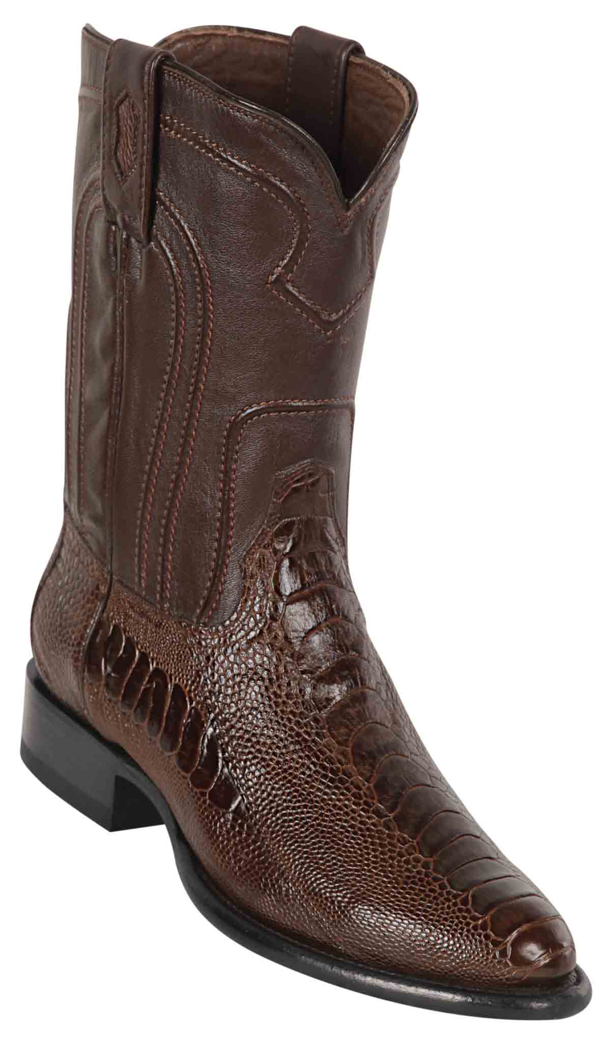 690507 MEN LOS ALTOS BOOTS OSTRICH LEG ROPER BROWN LEATHER BOOT ...