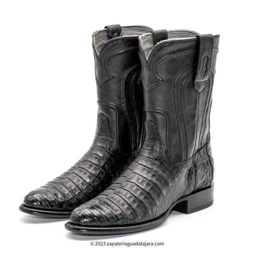 698205 LOS ALTOS BOOTS CAIMAN BELLY ROPER BLACK | Genuine Leather Vaquero Boots and Cowboy Hats | Zapateria Guadalajara | Authentic Mexican Western Wear