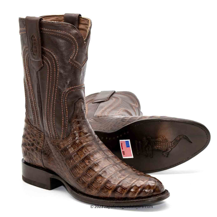 Men's Roper Caiman Belly Leather Boot-698207 | Genuine Leather Cowboy ...