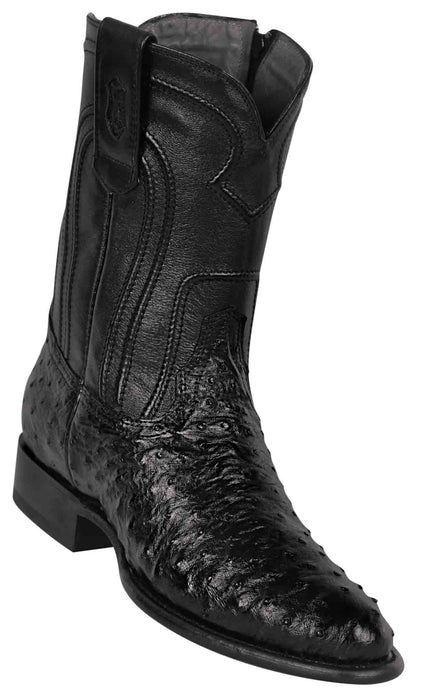 69Z0305 LOS ALTOS BOOTS OSTRICH ROPER BLACK | Genuine Leather Vaquero Boots and Cowboy Hats | Zapateria Guadalajara | Authentic Mexican Western Wear