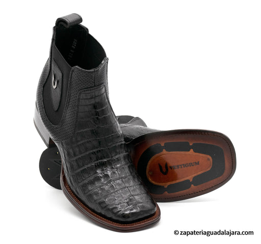 VESTIGIUM 782B8205 WIDE SQUARE TOE CAIMAN BELLY BLACK | Genuine Leather Vaquero Boots and Cowboy Hats | Zapateria Guadalajara | Authentic Mexican Western Wear