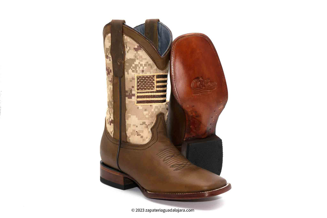 72B2841 WIDE SQUARE TOE CRAZY PAPAYA | Genuine Leather Vaquero Boots and Cowboy Hats | Zapateria Guadalajara | Authentic Mexican Western Wear