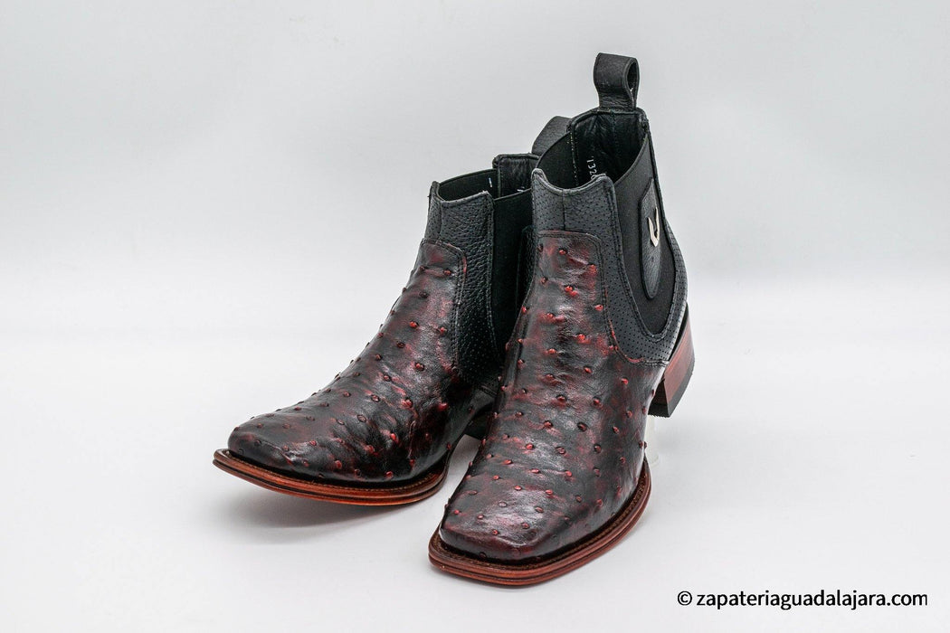 VESTIGIUM 782B0316 OSTRICH BLACK CHERRY | Genuine Leather Vaquero Boots and Cowboy Hats | Zapateria Guadalajara | Authentic Mexican Western Wear