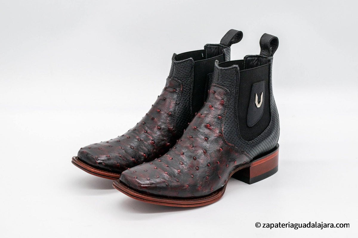 VESTIGIUM 782B0316 | BLACK OSTRICH Genuine and Leather Zapateria Boots Hats CHERRY Guadalajara Cowboy —